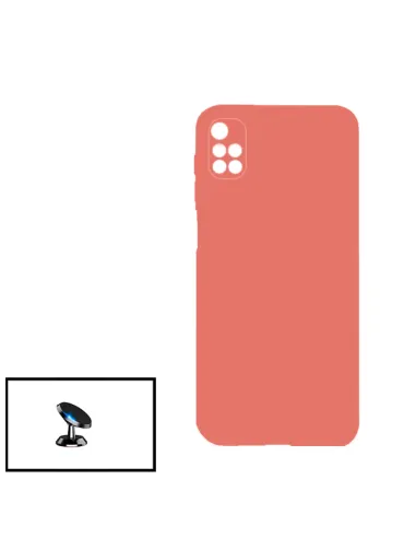 Kit Suporte Magnético + Capa Silicone Líquido para Xiaomi Redmi 10 - Rosa