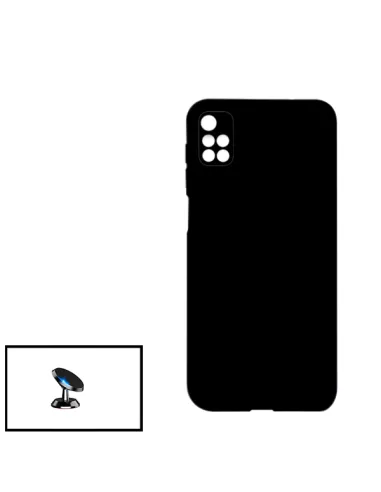 Kit Suporte Magnético + Capa Silicone Líquido para Xiaomi Redmi 10 2022 - Preto