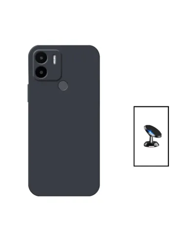 Kit Suporte Magnético + Capa Silicone Líquido para Xiaomi Redmi A2 - Preto