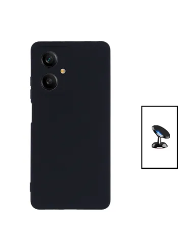 Kit Suporte Magnético + Capa Silicone Líquido para Xiaomi Redmi Note 12 - Preto