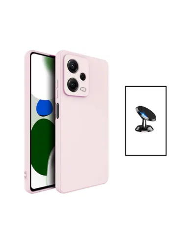 Kit Suporte Magnético + Capa Silicone Líquido para Xiaomi Redmi Note 12 - Rosa