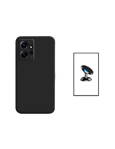 Kit Suporte Magnético + Capa Silicone Líquido para Xiaomi Redmi Note 12 4G - Preto