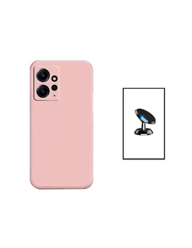 Kit Suporte Magnético + Capa Silicone Líquido para Xiaomi Redmi Note 12 4G - Rosa