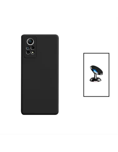 Kit Suporte Magnético + Capa Silicone Líquido para Xiaomi Redmi Note 12 Pro 4G - Preto