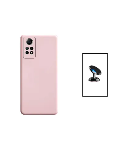 Kit Suporte Magnético + Capa Silicone Líquido para Xiaomi Redmi Note 12 Pro 4G - Rosa