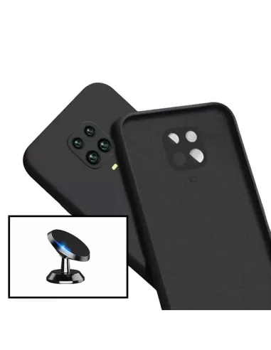 Kit Suporte Magnético + Capa Silicone Líquido para Xiaomi Redmi Note 9 Pro - Preto