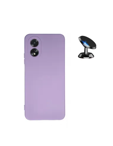 Kit Suporte Magnético + Capa Silicone Líquido  para Oppo A38 4G - Roxo