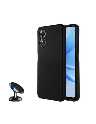 Kit Suporte Magnético + Capa Silicone Líquido  para Oppo A58 4G - Preto