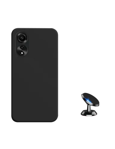 Kit Suporte Magnético + Capa Silicone Líquido  para Oppo A78 4G - Preto