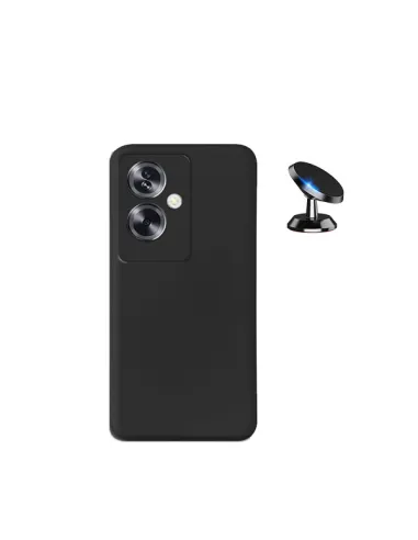 Kit Suporte Magnético + Capa Silicone Líquido  para Oppo A79 5G - Preto