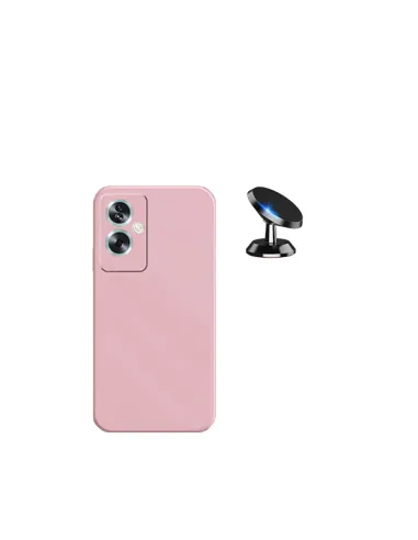 Kit Suporte Magnético + Capa Silicone Líquido  para Oppo A79 5G - Rosa