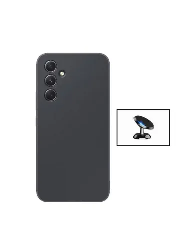 Kit Suporte Magnético + Capa Silicone Líquido  para Samsung Galaxy A35 5G - Preto