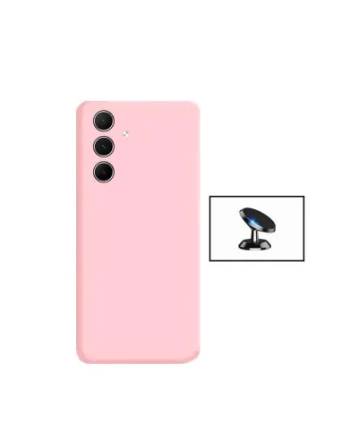 Kit Suporte Magnético + Capa Silicone Líquido  para Samsung Galaxy A35 5G - Rosa