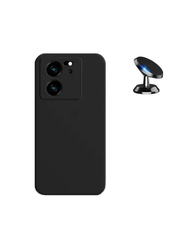 Kit Suporte Magnético + Capa Silicone Líquido  para Xiaomi 13T - Preto