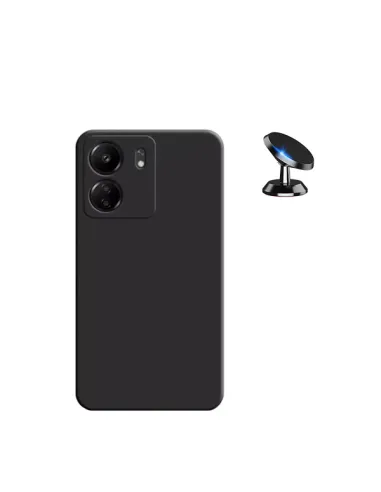 Kit Suporte Magnético + Capa Silicone Líquido  para Xiaomi Redmi 13C - Preto