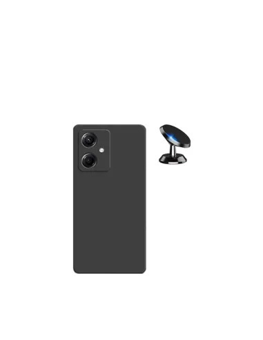 Kit Suporte Magnético + Capa Silicone Líquido  para Xiaomi Redmi 13C 5G - Preto