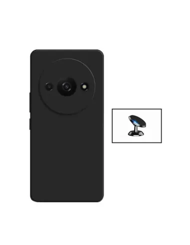 Kit Suporte Magnético + Capa Silicone Líquido  para Xiaomi Redmi A3 - Preto