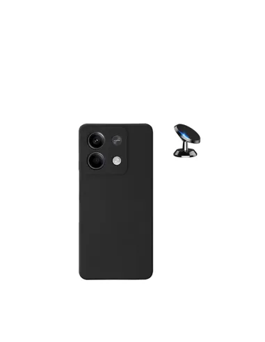 Kit Suporte Magnético + Capa Silicone Líquido  para Xiaomi Redmi Note 13 - Preto