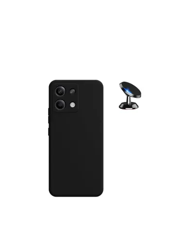 Kit Suporte Magnético + Capa Silicone Líquido  para Xiaomi Redmi Note 13 4G - Preto