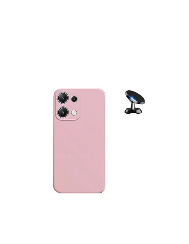 Kit Suporte Magnético + Capa Silicone Líquido  para Xiaomi Redmi Note 13 4G - Rosa