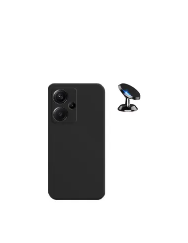 Kit Suporte Magnético + Capa Silicone Líquido  para Xiaomi Redmi Note 13 Pro+ - Preto