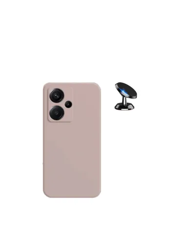 Kit Suporte Magnético + Capa Silicone Líquido  para Xiaomi Redmi Note 13 Pro+ - Rosa