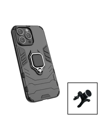 Kit Suporte Magnético Reforçado + Capa Military para Apple iPhone 15 Pro Max - Preto