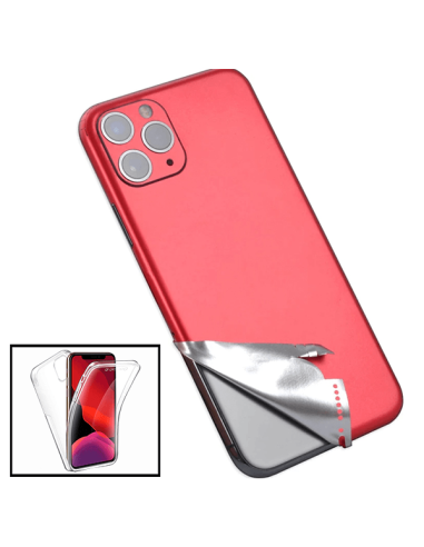 Kit Película Traseira Full-Edged SurfaceStickers + Capa 3x1 360° Impact Protection para iPhone 11 - Vermelho