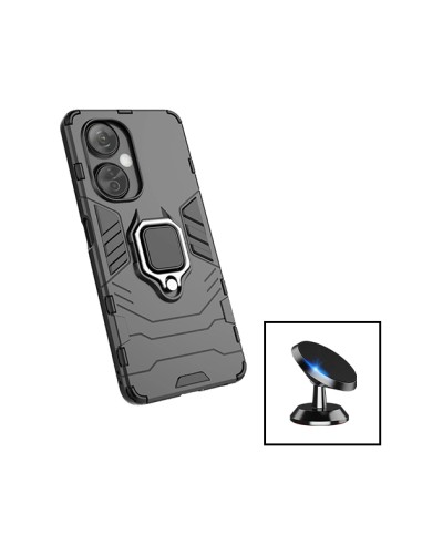 Kit Suporte Magnético de Carro + Capa 3X1 Military Defender para onePlus Nord CE 3 Lite - Preto