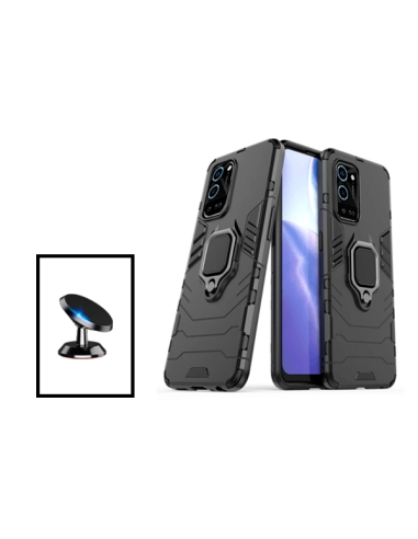 Kit Suporte Magnético de Carro + Capa 3X1 Military Defender para Oppo A56 5G - Preto