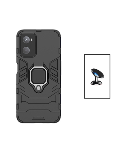 Kit Suporte Magnético de Carro + Capa 3X1 Military Defender para Oppo A76 - Preto