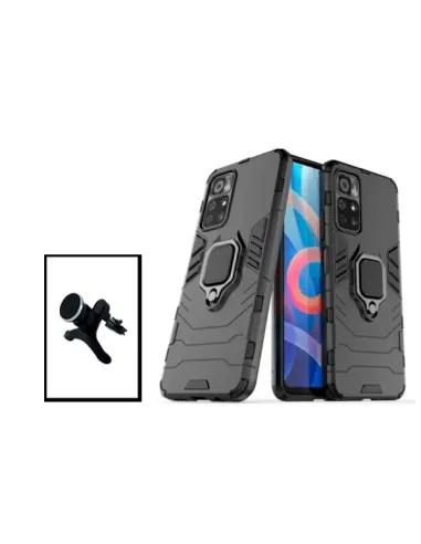 Kit Suporte Magnético Reforçado + Capa Military para Xiaomi Poco M4 Pro 5G - Preto