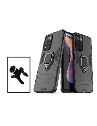 Kit Suporte Magnético Reforçado + Capa Military para Xiaomi Poco X4 NFC - Preto