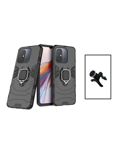 Kit Suporte Magnético Reforçado + Capa Military para Xiaomi Redmi 12C - Preto