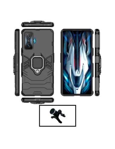 Kit Suporte Magnético Reforçado + Capa Military para Xiaomi Redmi K50 Gaming - Preto