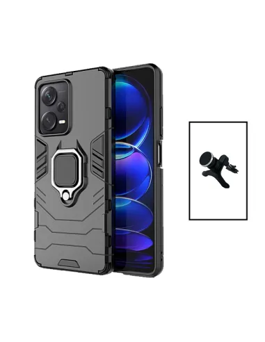 Kit Suporte Magnético Reforçado + Capa Military para Xiaomi Redmi Note 12 - Preto