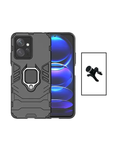 Kit Suporte Magnético Reforçado + Capa Military para Xiaomi Redmi Note 12 4G - Preto