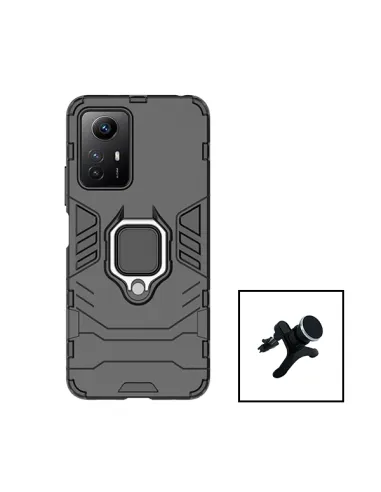 Kit Suporte Magnético Reforçado + Capa Military para Xiaomi Redmi Note 12S - Preto