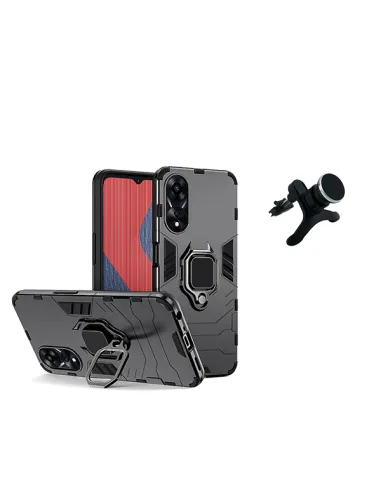 Kit Suporte Magnético Reforçado + Capa Military  para Oppo A58 4G - Preto