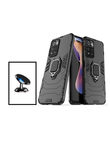 Kit Suporte Magnético de Carro + Capa 3X1 Military Defender para Xiaomi Poco X4 NFC - Preto