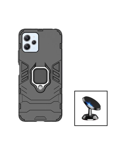 Kit Suporte Magnético de Carro + Capa 3X1 Military Defender para Xiaomi Redmi 12 5G - Preto