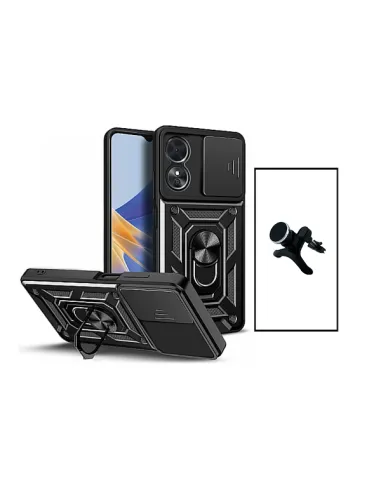 Kit Suporte Magnético Reforçado + Capa Magnetic Slide Window para Oppo A98 5G - Preto