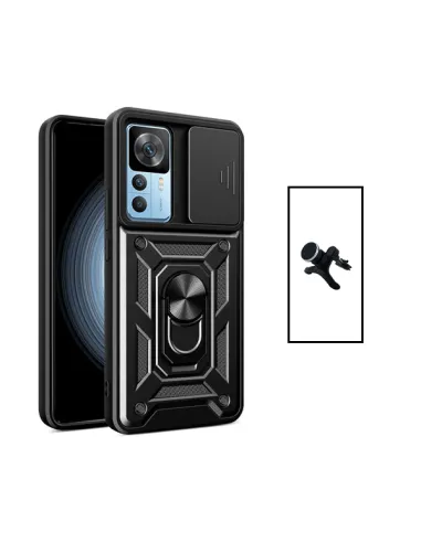 Kit Suporte Magnético Reforçado + Capa Magnetic Slide Window para Xiaomi 12T - Preto