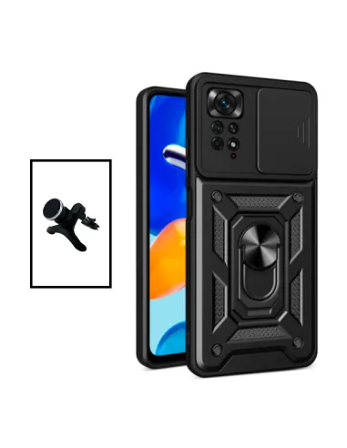 Kit Suporte Magnético Reforçado + Capa Magnetic Slide Window para Xiaomi Redmi Note 11 Pro - Preto