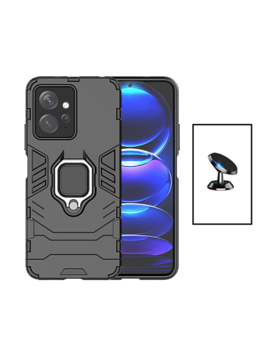 Kit Suporte Magnético de Carro + Capa 3X1 Military Defender para Xiaomi Redmi Note 12 4G - Preto