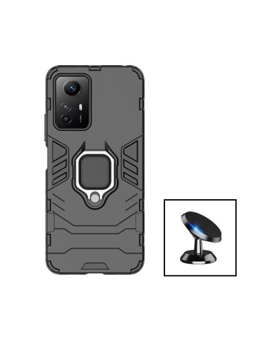 Kit Suporte Magnético de Carro + Capa 3X1 Military Defender para Xiaomi Redmi Note 12S - Preto