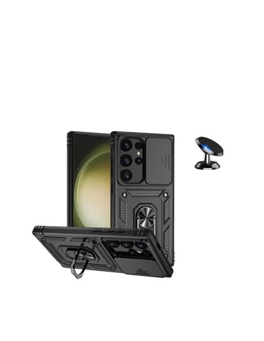 Kit Suporte Magnético de Carro + Capa Magnetic Military Defender Slide Window Anti-Impacto Phonecare para Samsung Galaxy S24 Ult