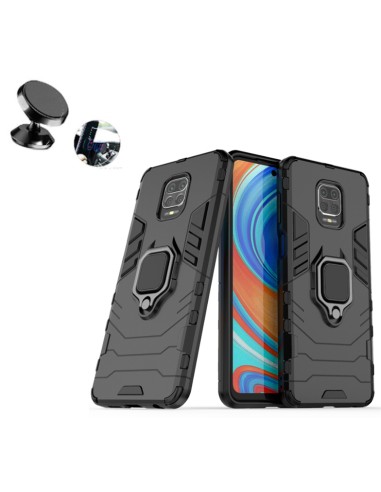 Kit Suporte Magnético de Carro + Capa Military Defender 3x1 Anti-Impacto para Xiaomi Redmi Note 9 Pro Max