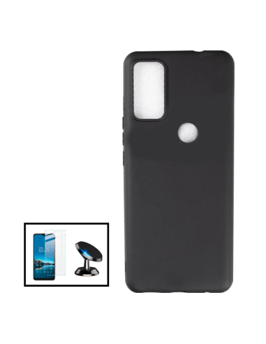 Kit Suporte Magnético de Carro + Capa Silicone Líquido + Vidro Temperado ClearGlass para TCL 20R 5G