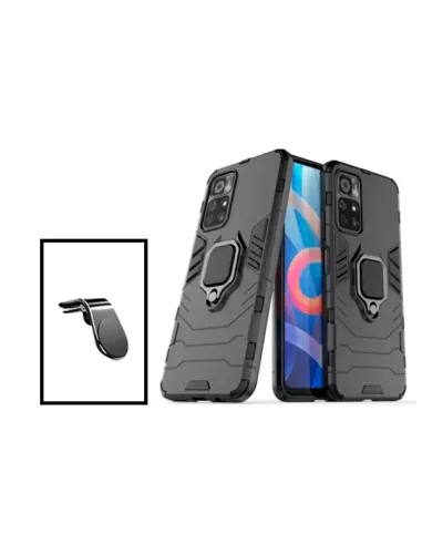 Kit Suporte Magnético L + Capa Military para Xiaomi Poco M4 Pro 5G - Preto